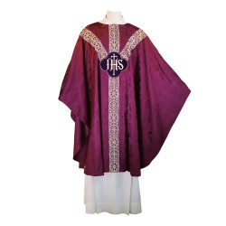 Chasuble Damassé Cerf - monogramme 'IHS'